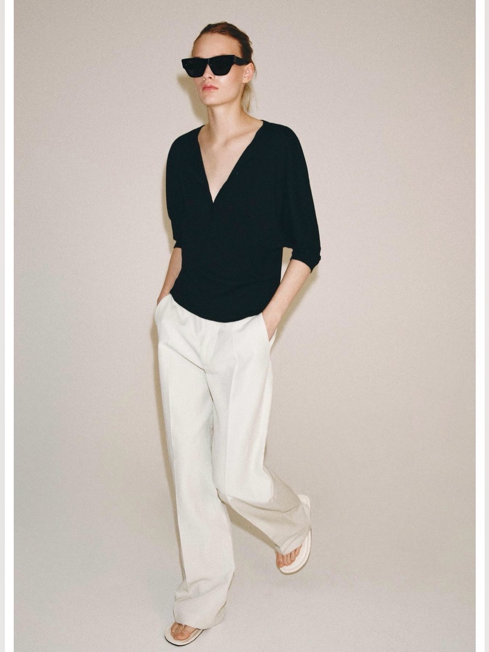 Zara COTTON HENLEY SHIRT - Picture 1 of 8